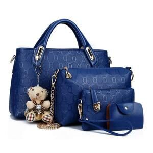 7697 Soft Synthetic PU Leather Metal Chain Tote Satchel Crossbody Shoulder